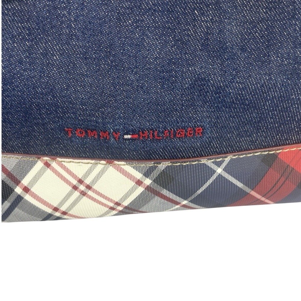 Tommy Hilfiger Denim Plaid Shoulder‎ Bag Tote Purse Y2K Preppy Classic - Picture 3 of 8